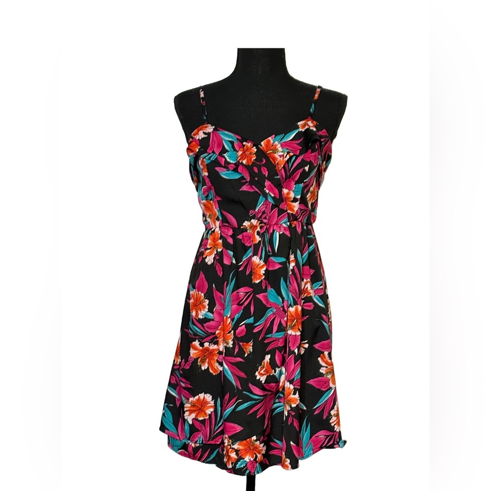 🌸 Billabong M Tropical Floral Dress • Pink Teal Boho Beach Vibes 🌴